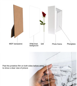 Đen trắng gỗ hạt màu gỗ MDF sâu 3D hộp bóng hình ảnh khung ảnh plexiglass die-cắt cao trang trí khung nghệ thuật - Product Image 6