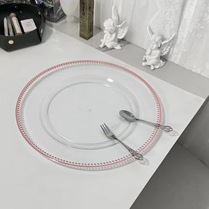 <span class=keywords><strong>Assiette</strong></span> de présentation ronde transparente de style luxueux, durable, résistante au lave-vaisselle, en plastique décoratif pour mariage, hôtel, fête - Product Image 2