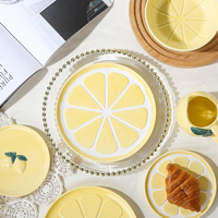 Service de table en céramique en forme de citron, design personnalisé OEM, vaisselle avec tasses, bols et assiettes