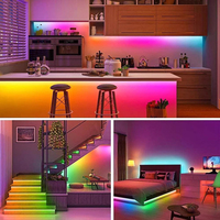 Kit Lampu RGB 24V Dapat Diredupkan 12mm 16.4FT 12W/M Fleksibel Dapat Dipotong FCOB COB Strip Light untuk Kamar Tidur Dapur DIY Dekorasi Rumah