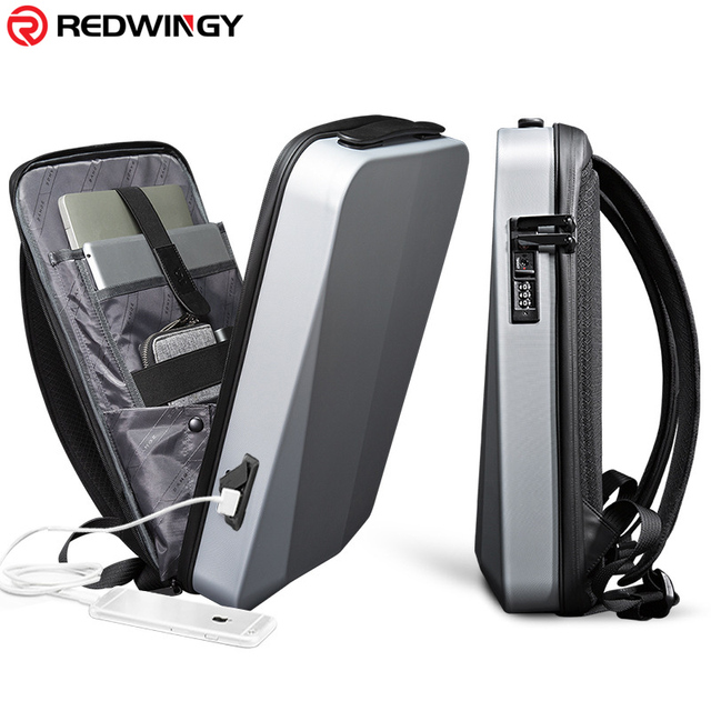 Anti-Theft Solid Color Backpack Aluminum Laptop case Stylish Waterproof Laptop Cover Backpack 15.6inch with Lockable Zippers