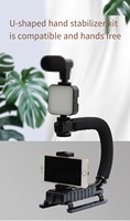 FOSOTO pemegang kamera portabel, kit penstabil genggam bentuk U untuk kamera ponsel Selfie DSLR