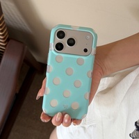 NOUVELLE Coque de téléphone IMD mate vert menthe à pois argentés pour iPhone 18 Pro Max 17 Pro 16 15 14 13 – Housse de protection tendance pour filles