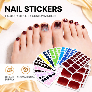 Autocollants pour ongles de pieds en gel semi-durcis, sans <span class=keywords><strong>lampe</strong></span> UV, bandes de gel pour ongles de pieds, emballage personnalisé, vente en gros d'art des ongles - Product Image 1