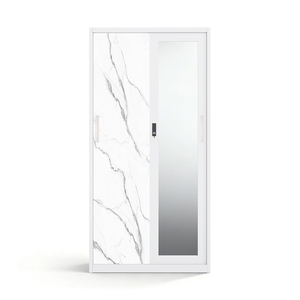 Armoire métallique imprimée avec 2 portes coulissantes et miroir 900 mm pour l'organisation de la chambre - Product Image 1