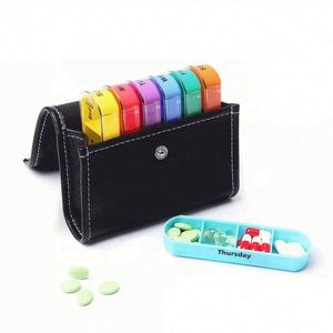 Jh Medibox, Organizador de Pastillas Semanal de 28 Compartimentos, de Cuero y Plástico, a Prueba de Niños, Portátil - Product Image 2