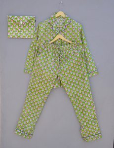 Conjunto de Pijamas de Algodón con Estampado Floral para Mujer, Manga Larga, Cuello Camisero, Ropa de Dormir Suave e Informal, Lavable a Máquina - Product Image 5
