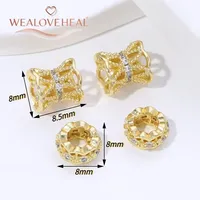Perles d'espacement en laiton plaqué or 14K avec zircon et rétention de couleur longue durée pour la fabrication de bijoux et bracelets DIY