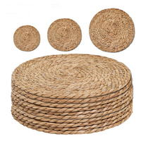 Sets de table ronds en jacinthe d'eau naturelle tressée, résistants à la chaleur, antidérapants, rustiques, pour la cuisine et la salle à manger