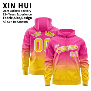 Sweat-shirt à capuche zippé intégral avec logo personnalisé, dégradé ombré, impression par sublimation, vierge, unisexe, streetwear, polaire, grande taille - Product Image 1