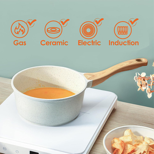 High Quality Modern Style <b>Induction</b> Ready Soup Stock Pots Ceramic Non-Stick Die Cast <b>Saucepan</b> Milk Pot Glass Lid Dishwasher Safe - Product Image 6