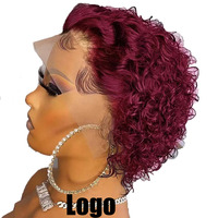 Perruques Lace Front Courtes et Volumineuses en Soie Rouge Vin, Modèle Afrique France Vietnam, Vente en Gros pour Femmes