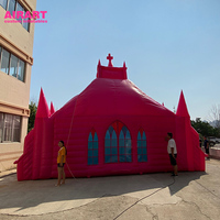Décoration de mariage en plein air, église gonflable rose. Tente d'église gonflable géante pour la publicité