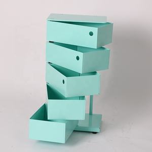 Meilleures ventes : Meuble de rangement de bureau à 5 <span class=keywords><strong>tiroirs</strong></span> rotatifs blanc et bleu - Product Image 2