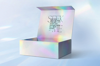 Boîte holographique avec logo personnalisé, blanc, rose, brillant à lèvres, cils, cadeau, gobelet, boîte en papier, boîtes d'emballage personnalisées