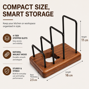 Support de rangement personnalisé en bois de noyer pour planches à découper, ustensiles de cuisine, casseroles et couvercles - Product Image 2