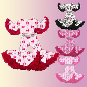 Fashion Kids Girls 2pcs Clothing Set Flared Shirts and Bell Bottoms <strong>Christmas</strong> Ribbon Mesh Trimmed Little Girl <strong>Children</strong> <strong>Outfits</strong> - Product Image 1