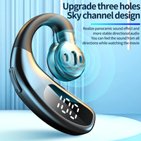 V5.5 Earbud Nirkabel Model Pengait Telinga, Headset Stereo Konduksi Udara, Peredam Kebisingan ENC, Layar Digital, Pengisian Daya Tipe-C, IPX4