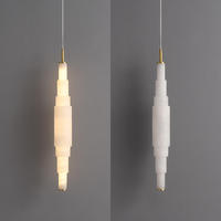 Suspension linéaire moderne de luxe en marbre alabastre motif flocon de neige, hauteur réglable, CRI élevé, pour cuisine, salle à manger, bar