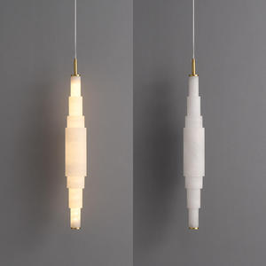 Suspension linéaire moderne de luxe <span class=keywords><strong>en</strong></span> marbre alabastre motif flocon de neige, hauteur réglable, CRI élevé, pour cuisine, salle à manger, bar - Product Image 4