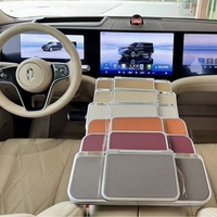 Cuir Premium 360 °   Table de voiture rotative triple pliable avec miroir, plateau de repas pour siège arrière, bureau universel pour voiture, accessoire automobile