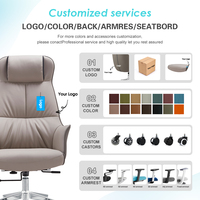 Fournisseur de mobilier de bureau B2B, chaise de direction ergonomique pivotante en cuir entièrement rembourrée, style moderne contemporain pour studio de PDG