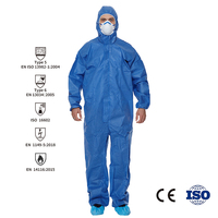 Combinaison jetable bon marché non tissée microporeuse PP + PE film type5/6 PPE robes microporeuses combinaisons jetables antistatiques