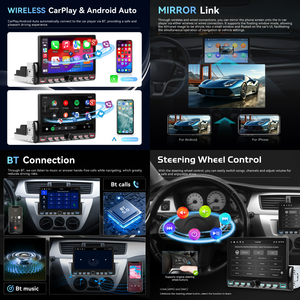 <span class=keywords><strong>Autoradio</strong></span> Podofo 7'' 4+64/6+128G 1Din avec CarPlay/Android Auto sans fil, Wifi, GPS et USB, Bluetooth, radio, touches piano, stéréo de voiture, ventilateur de refroidissement - Product Image 2