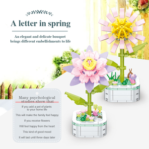 Micro juego de bloques de construcción para niñas, <span class=keywords><strong>Mini</strong></span> bloques de construcción de jardín con flores elegantes, juguetes para niñas, regalos - Product Image 4