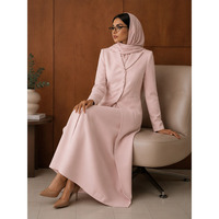 Manteau long structuré islamique de haute qualité, style modeste, pour femme de bureau, blazer abaya en tissu crêpe, fabrication professionnelle