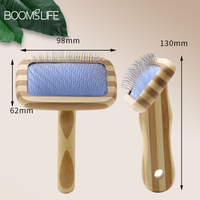 Brosse à poils pour animaux de compagnie à picots en acier, peigne de toilettage en bois pour chiens et chats, éliminateur de poils, marque privée, OEM, ODM, logo personnalisé en usine