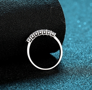 Anillo de diamantes de siete filas de princesas de plata esterlina S925 con anillo de regalo de boda de propuesta Simple de moda de diamante Mosang de 0,28ct - Product Image 5