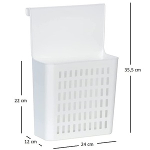 Cesta Organizadora Blanca para Puerta, 24x12x35.5cm, Cesta de Almacenamiento Colgante de Plástico para Cocina y Baño - Product Image 3