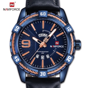 นาฬิกาข้อมือหนังสีน้ำเงินแบรนด์ดังสำหรับผู้ชาย รุ่น Naviforce 9117 - Product Image 1