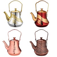 Théière arabe de luxe avec poignée, bouilloire à thé en acier inoxydable Dallah, pot de service moyen-oriental pour le Ramadan, les mariages, la décoration de la maison