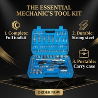 Ensemble d'outils de réparation mécanique en acier au carbone galvanisé de 108 pièces avec clé à cliquet et douille pour garage automobile et atelier