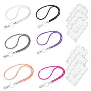 Cross-border diamond-encrusted mobile phone lanyard with name <b>tag</b>, <b>ID</b> card holder, double-sided transparent dual-use card - Product Image 5