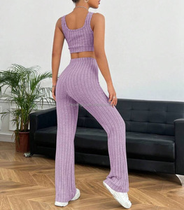 Conjunto Casual de Uso Diario para Mujer: Chaleco sin Mangas de Tejido Worsted con Estampado Digital Antipilling y Pantalones de Punto de Pierna Ancha Ajustados - Product Image 6