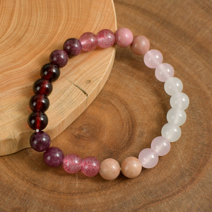 <span class=keywords><strong>Bracelet</strong></span> classique pour femme en pierres précieuses, perles de cristal énergétique de guérison, perles de grenat et de rose fraise, <span class=keywords><strong>bracelet</strong></span> en pierres précieuses pour le charme et l'amour - Product Image 4