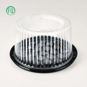 Recyclable Round Shape PET Transparent Black Based Cake Boxes Packaging