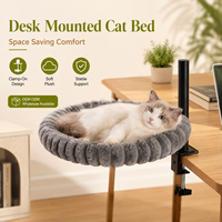 Lit de bureau OEM pour chat, gain de place, rotation à 360°, lavable, en peluche douce, fixation réglable pour le télétravail