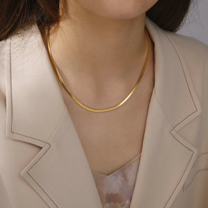 <span class=keywords><strong>Cadena</strong></span> de Serpiente de 3mm, Collar de Acero Inoxidable, <span class=keywords><strong>Cadena</strong></span> de Espiga Chapada en Oro, Joyería al por Mayor - Product Image 5