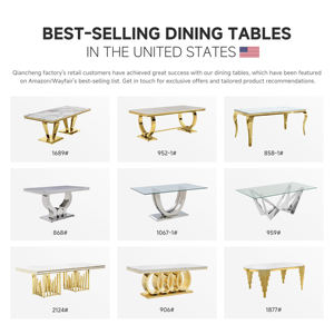 QIANCHENG中国oem高級家庭用家具サプライヤー白い人工大理石トップダイニングルームテーブルセット椅子付き - Product Image 4