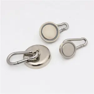 China Magnet Supplier Functional Neodymium Pot Magnet With Removable Carabiner Snap Hook