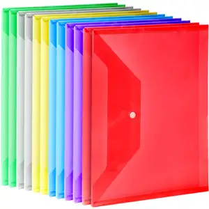 투명 플라스틱 A4 크기 봉투 투명 파일 폴더 PP 스냅 버튼 파일 가방