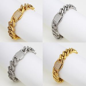 Bracelet pour homme en acier titane, style européen et américain, avec pierre diamantée, placage sous vide, breloque, direct usine, pour le marché transfrontalier - Product Image 4