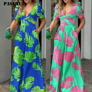 PASUXI gaun kustom grosir untuk wanita, gaun santai modis musim panas bahan katun, gaun Bodycon Mini rajut untuk wanita