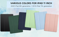 Coques de tablette personnalisées avec fonction de réveil/veille automatique pour iPad Pro 11 1ère, 2ème, 3ème et 4ème génération, design fin avec emplacement pour stylet, dos en silicone