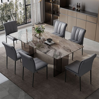 Ensemble de table à manger en marbre moderne, 6 pièces, rectangulaire, personnalisable, meubles durables pour salle à manger, adultes, personnes âgées