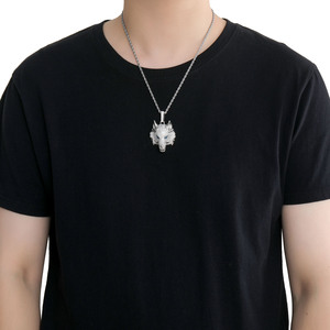 Gioielli di moda Hip Hop collana pendente testa di <span class=keywords><strong>lupo</strong></span> placcato oro pendenti animali ghiacciati collane Punk per uomo e donna - Product Image 5